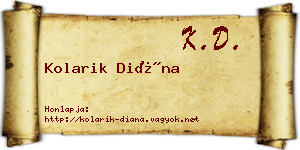 Kolarik Diána névjegykártya